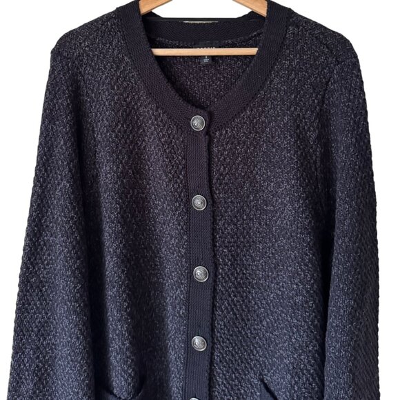 Torrid Button Up Cardigan Sweater Deep Black Marled Silver Buttons Cotton Blend - Picture 4 of 16